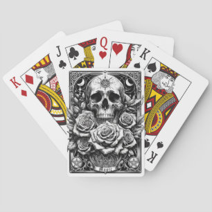 Pentacle Skelett Skalle & Rosor Tarot Konst Casinokort
