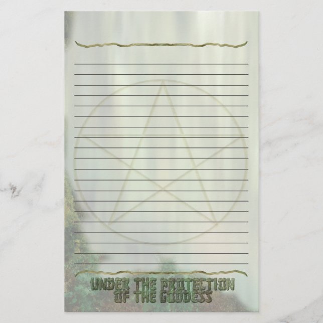 Pentacle som fodras, skydd av gudinnan brevpapper (Framsida)