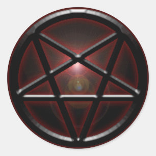 Pentagram Black/Red Shine Runt Klistermärke