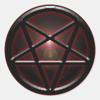 Pentagram Black/Red Shine Runt Klistermärke