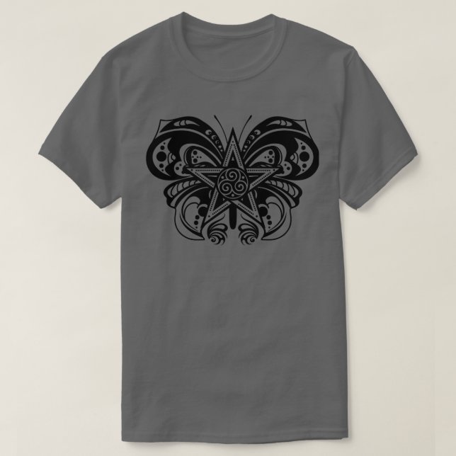 Pentagram Butterfly Ornament T Shirt (Design framsida)