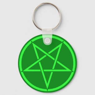Pentagram för Pentacle för neonstilgrönt Nyckelring