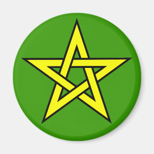 Pentagram-Gult på Grönt Magnet