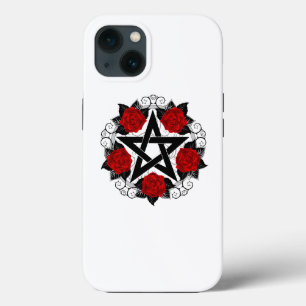 Pentagram med Röd ros