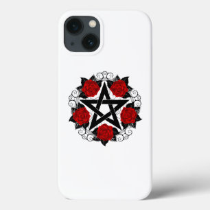 Pentagram med Röd ros