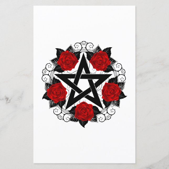Pentagram med Röd ros (Framsida)