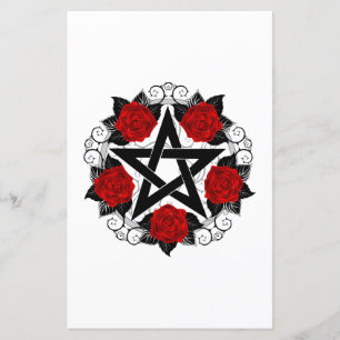 Pentagram med Röd ros