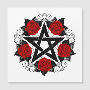 Pentagram med Röd ros