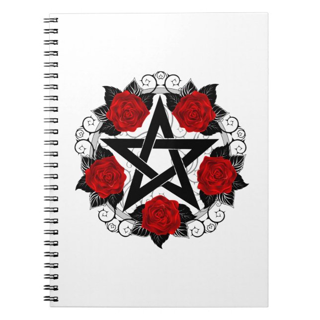 Pentagram med Röd ros Anteckningsbok (Framsidan)