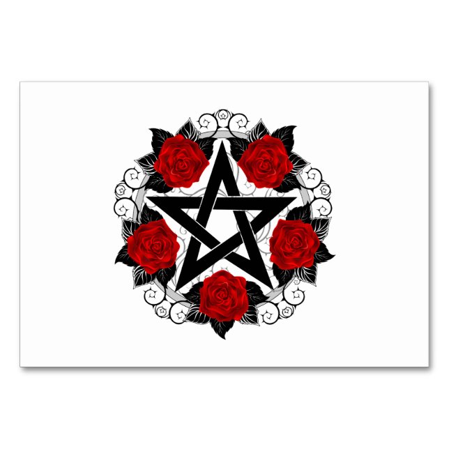 Pentagram med Röd ros Bordsnummer (Framsidan)