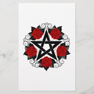 Pentagram med Röd ros Brevpapper