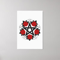 Pentagram med Röd ros
