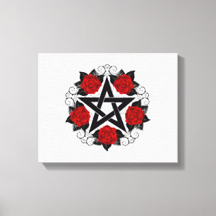 Pentagram med Röd ros Canvastryck