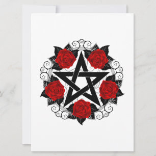 Pentagram med Röd ros Inbjudningar