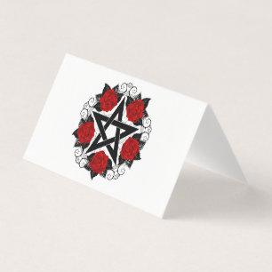 Pentagram med Röd ros Kort
