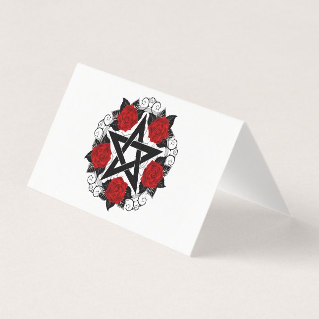 Pentagram med Röd ros Kort (Framsida)