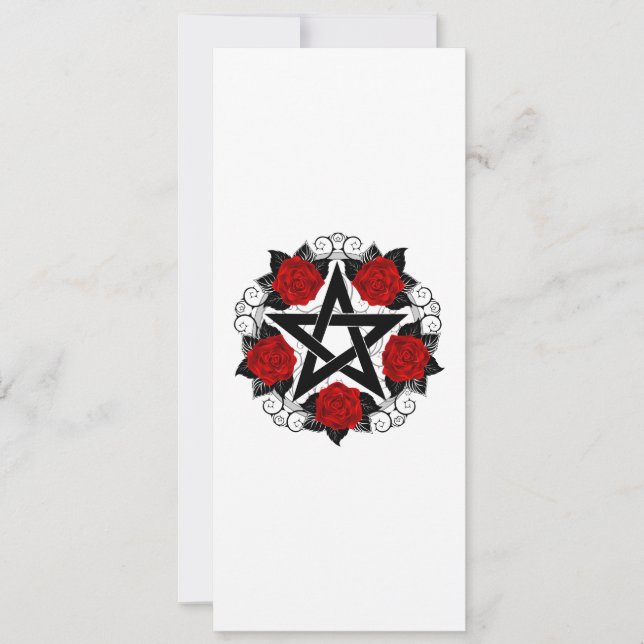 Pentagram med Röd ros Kort (Framsida)