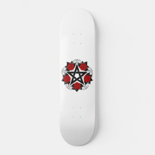 Pentagram med Röd ros Mini Skateboard Bräda 18,5 Cm