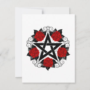 Pentagram med Röd ros OSA Kort