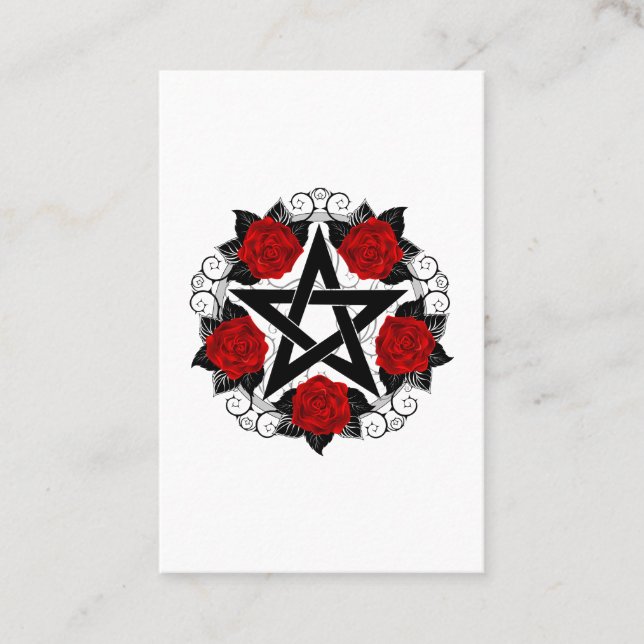 Pentagram med Röd ros Rabattkort (Framsida)