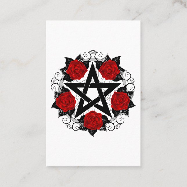 Pentagram med Röd ros Rabattkort (Framsida)