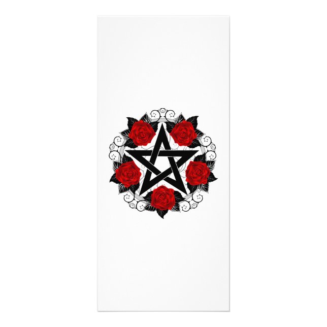 Pentagram med Röd ros Reklamkort (Framsidan)