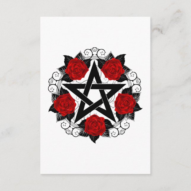 Pentagram med Röd ros Tilläggskort (Framsida)