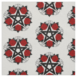 Pentagram med Röd ros Tyg