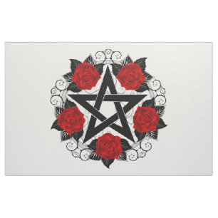 Pentagram med Röd ros Tyg