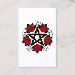 Pentagram med Röd ros Visitkort