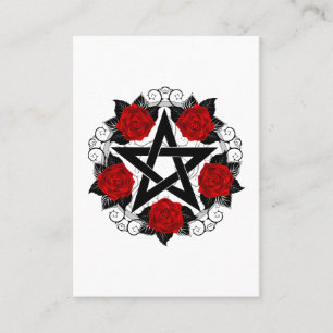 Pentagram med Röd ros Visitkort