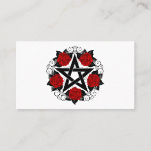 Pentagram med Röd ros Visitkort