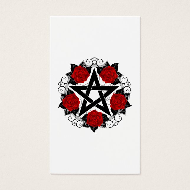 Pentagram med Röd ros Visitkort (Framsidan)