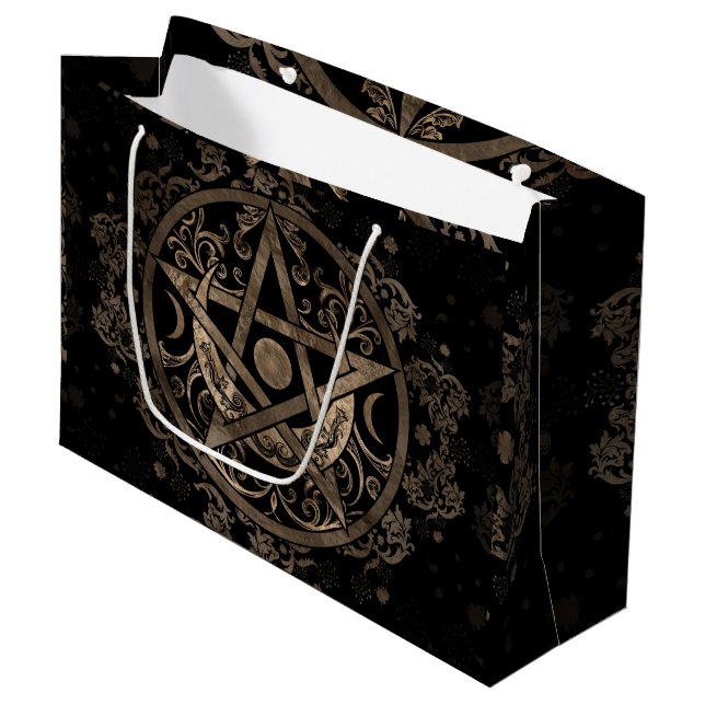 Pentagram Ornament - Guld och svart (Framsidan Vinklad)