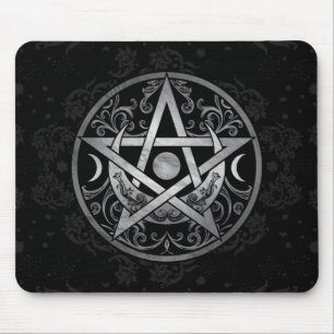 Pentagram Ornament - Silver och svart Musmatta