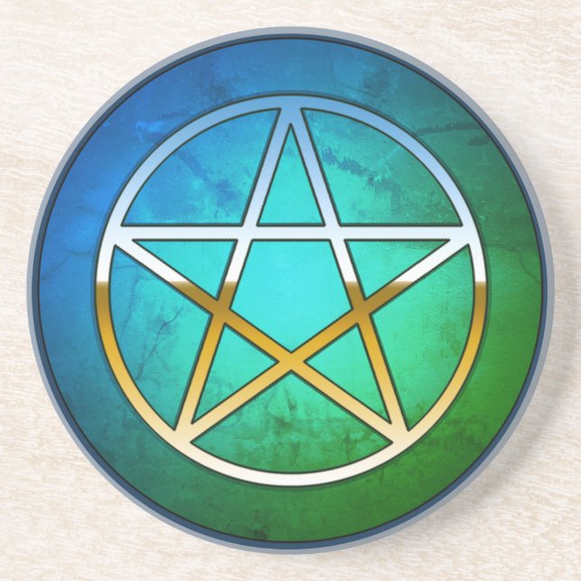 Pentagram på blågrön bakgrund underlägg (Framsidan)