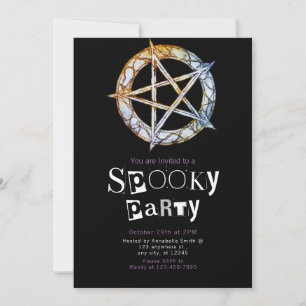Pentagram Pagan Modern Minimalist Halloween Inbjudningar