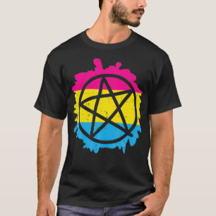 Pentagram Panseual Pride Flagga Pan Satanic Occult T Shirt