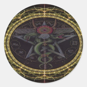Pentagram Snakes Runt Klistermärke