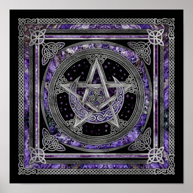 Pentagram Triskelion Amethyst Måne Poster (Framsidan)