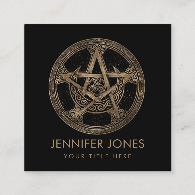 Pentagram Triskelion Måne Ornament Fyrkantigt Visitkort (Framsida)