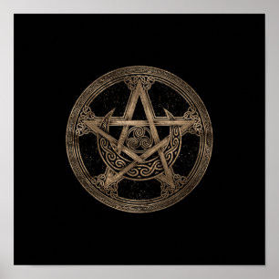 Pentagram Triskelion Måne Ornament Poster