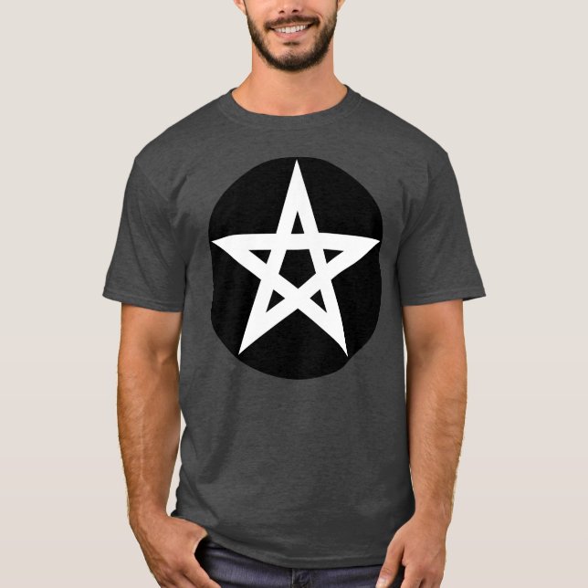Pentagram (vit på svart) t shirt (Framsida)