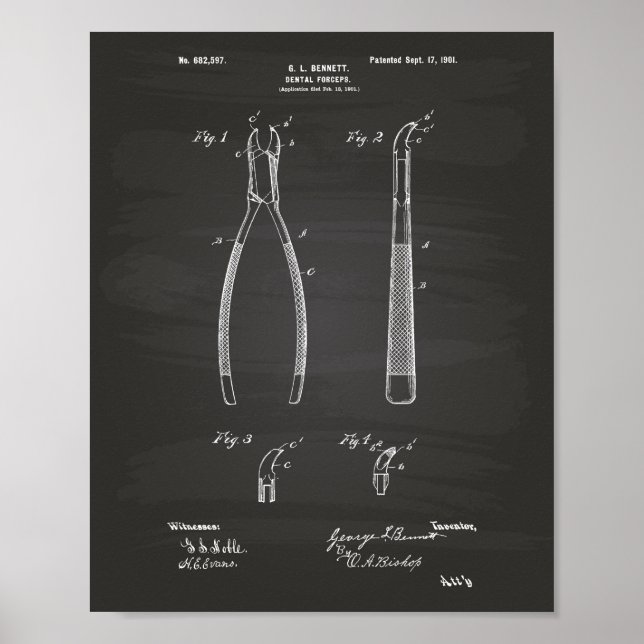 Pentalsformar 1901 Patent Art Chalkboard Poster (Framsidan)