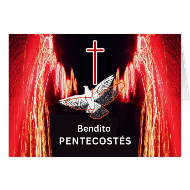 Pentecost Bendito Pentecostés Dove Hälsningskort (Framsidan Horizontal)