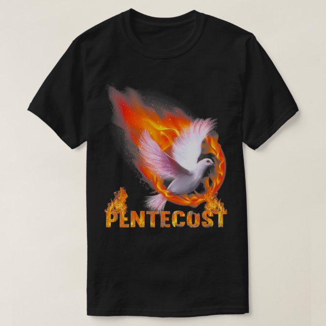 Pentecost Doves Fire Flame Heliga Spirit katolik  T Shirt (Design framsida)