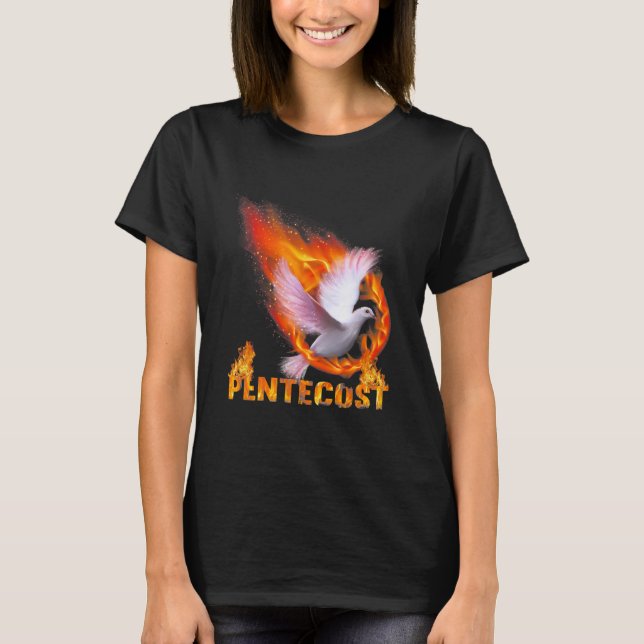 Pentecost Doves Fire Flame Heliga Spirit T Shirt (Framsida)
