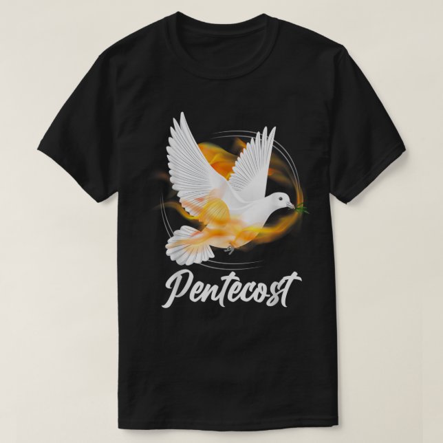 Pentecost Doves Tunga Fire Flame Heliga Spirit Cat T Shirt (Design framsida)