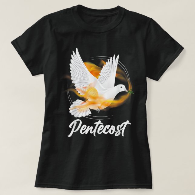 Pentecost Doves Tunga Fire Flame Heliga Spirit Cat T Shirt (Design framsida)