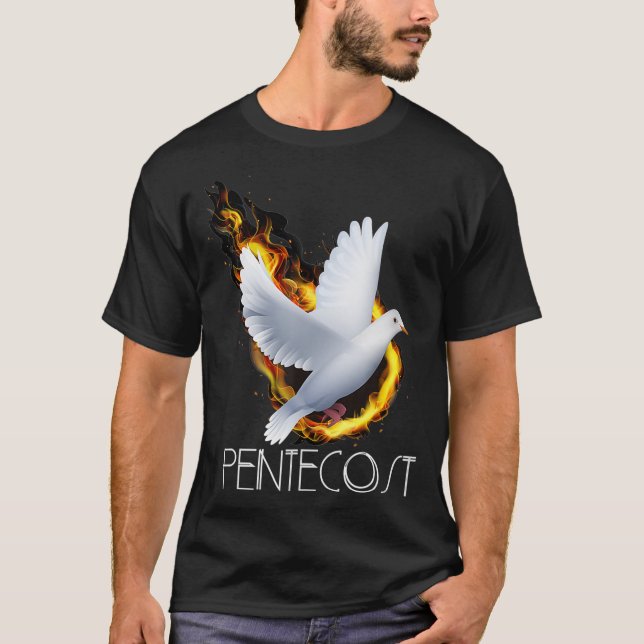 Pentecost Doves Tunga of Fire Flame Acts Heliga Sp T Shirt (Framsida)